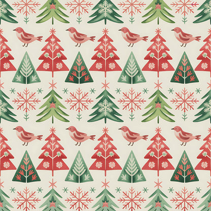 Scandinavian Folk Christmas Pattern 17 Quilting Cotton Fabric