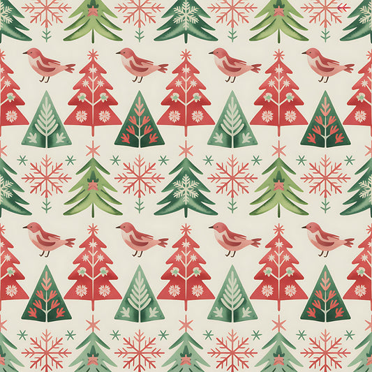 Scandinavian Folk Christmas Pattern 17 Quilting Cotton Fabric
