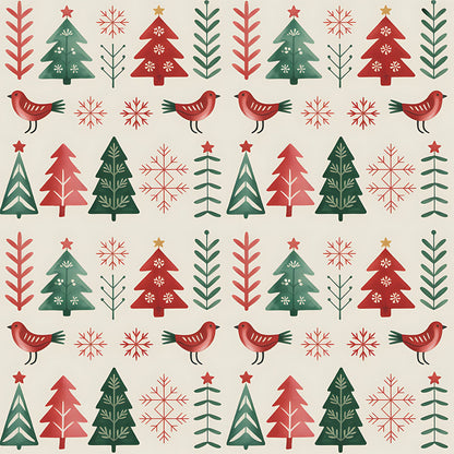 Scandinavian Folk Christmas Pattern 18 Quilting Cotton Fabric