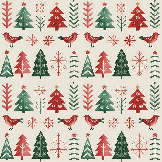 Scandinavian Folk Christmas Pattern 18 Quilting Cotton Fabric