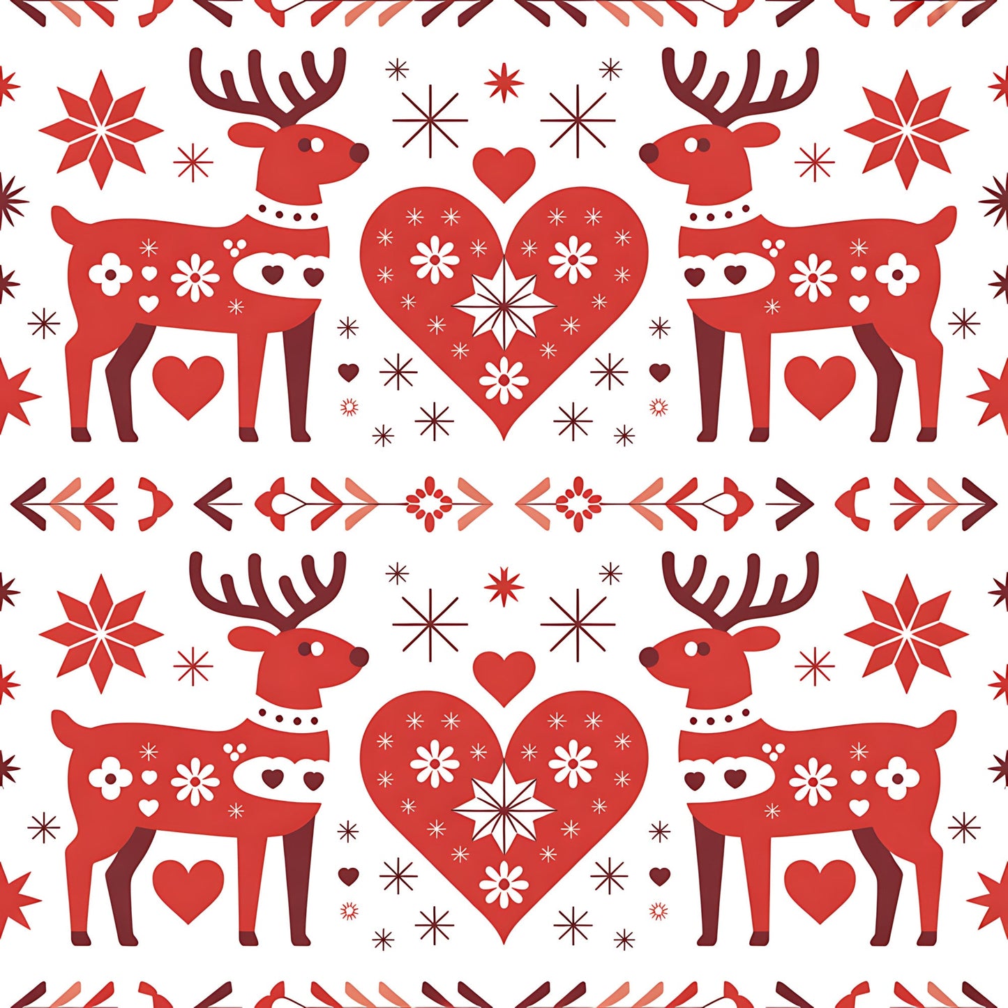 Scandinavian Folk Christmas Pattern 19 Quilting Cotton Fabric