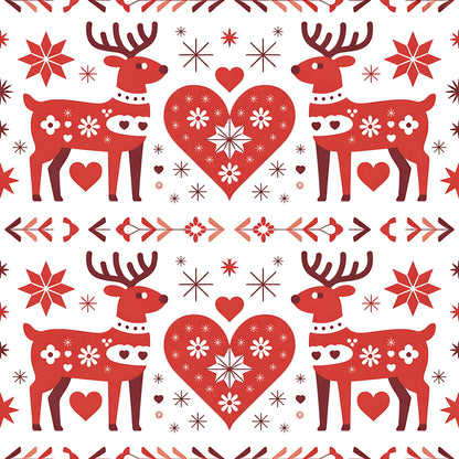 Scandinavian Folk Christmas Pattern 19 Quilting Cotton Fabric