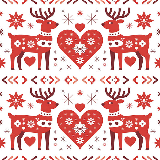 Scandinavian Folk Christmas Pattern 19 Quilting Cotton Fabric