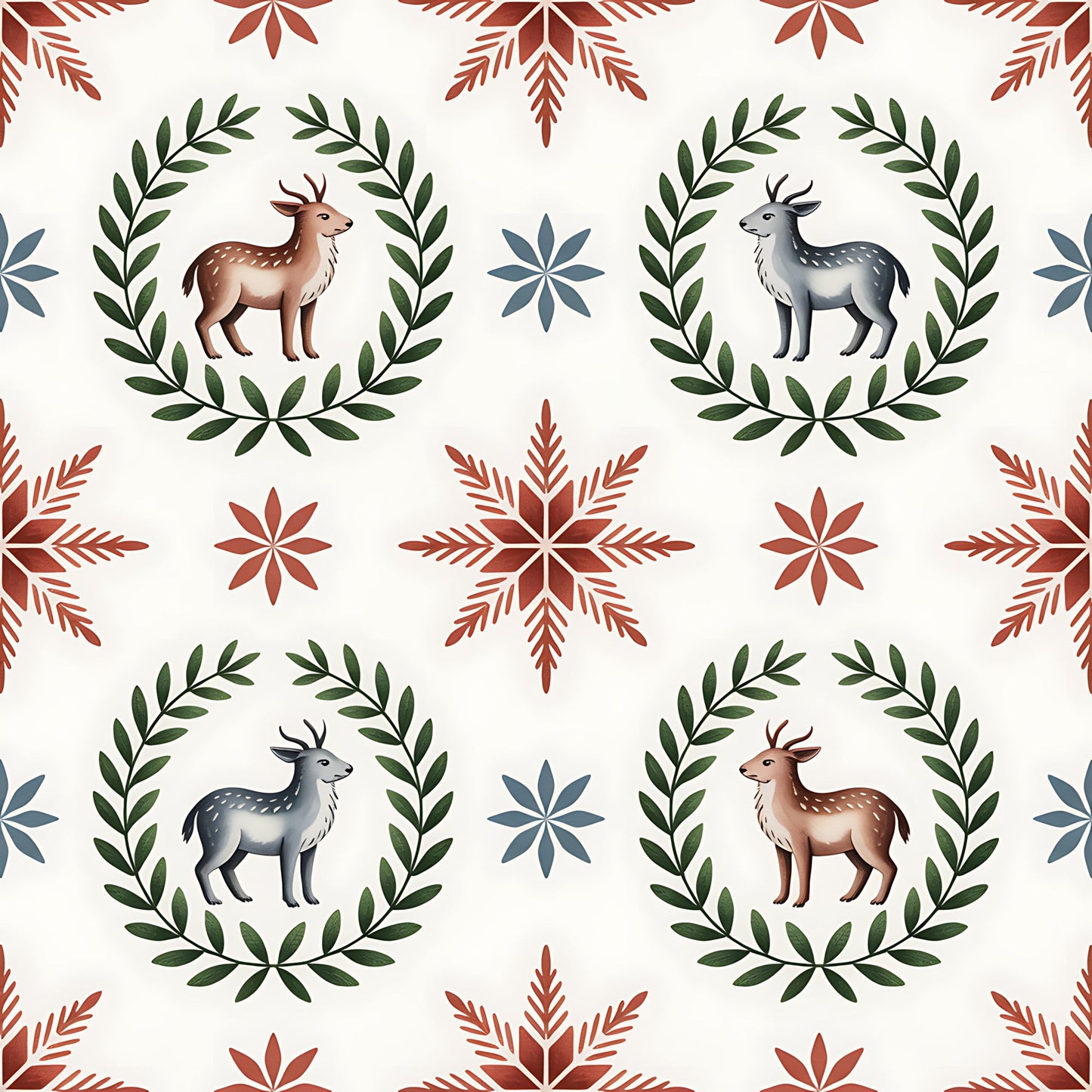 Scandinavian Folk Christmas Pattern 3 Quilting Cotton Fabric