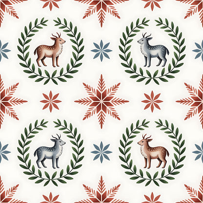 Scandinavian Folk Christmas Pattern 3 Quilting Cotton Fabric