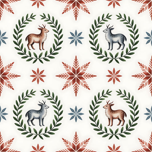 Scandinavian Folk Christmas Pattern 3 Quilting Cotton Fabric