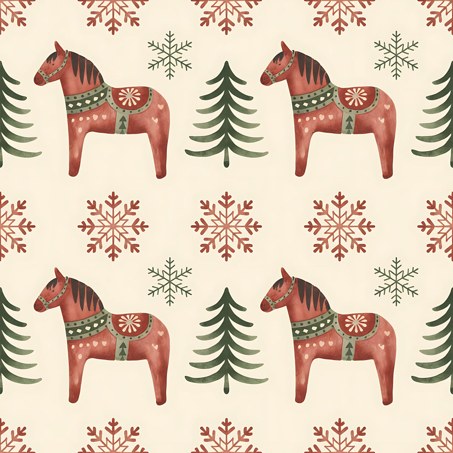 Scandinavian Folk Christmas Pattern 4 Quilting Cotton Fabric