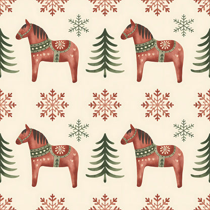 Scandinavian Folk Christmas Pattern 4 Quilting Cotton Fabric