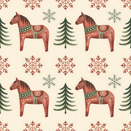 Scandinavian Folk Christmas Pattern 4 Quilting Cotton Fabric