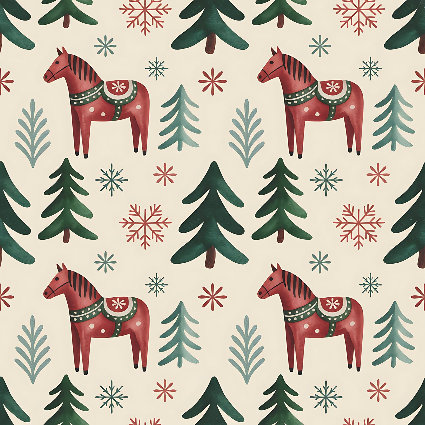 Scandinavian Folk Christmas Pattern 5 Quilting Cotton Fabric