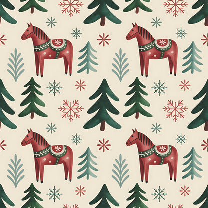 Scandinavian Folk Christmas Pattern 5 Quilting Cotton Fabric