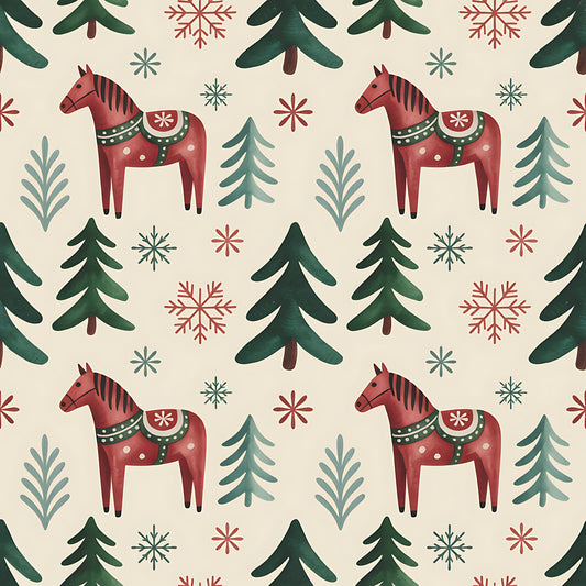 Scandinavian Folk Christmas Pattern 5 Quilting Cotton Fabric