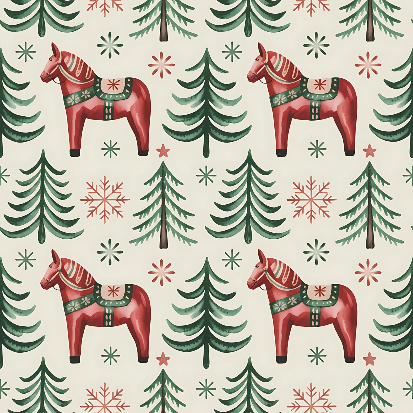 Scandinavian Folk Christmas Pattern 6 Quilting Cotton Fabric