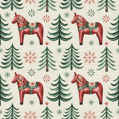 Scandinavian Folk Christmas Pattern 6 Quilting Cotton Fabric