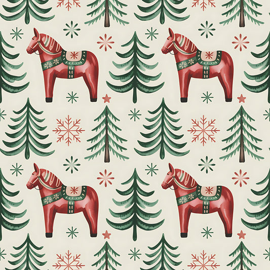 Scandinavian Folk Christmas Pattern 6 Quilting Cotton Fabric
