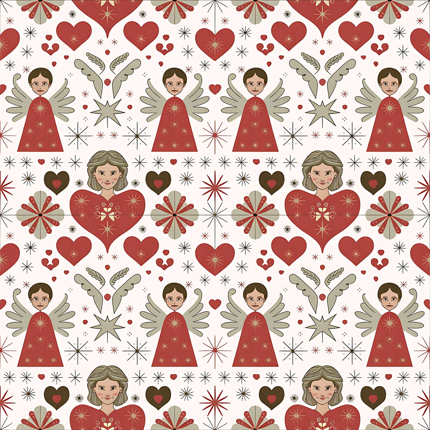 Scandinavian Folk Christmas Pattern 7 Quilting Cotton Fabric