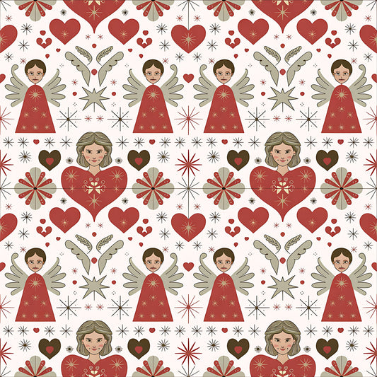 Scandinavian Folk Christmas Pattern 7 Quilting Cotton Fabric