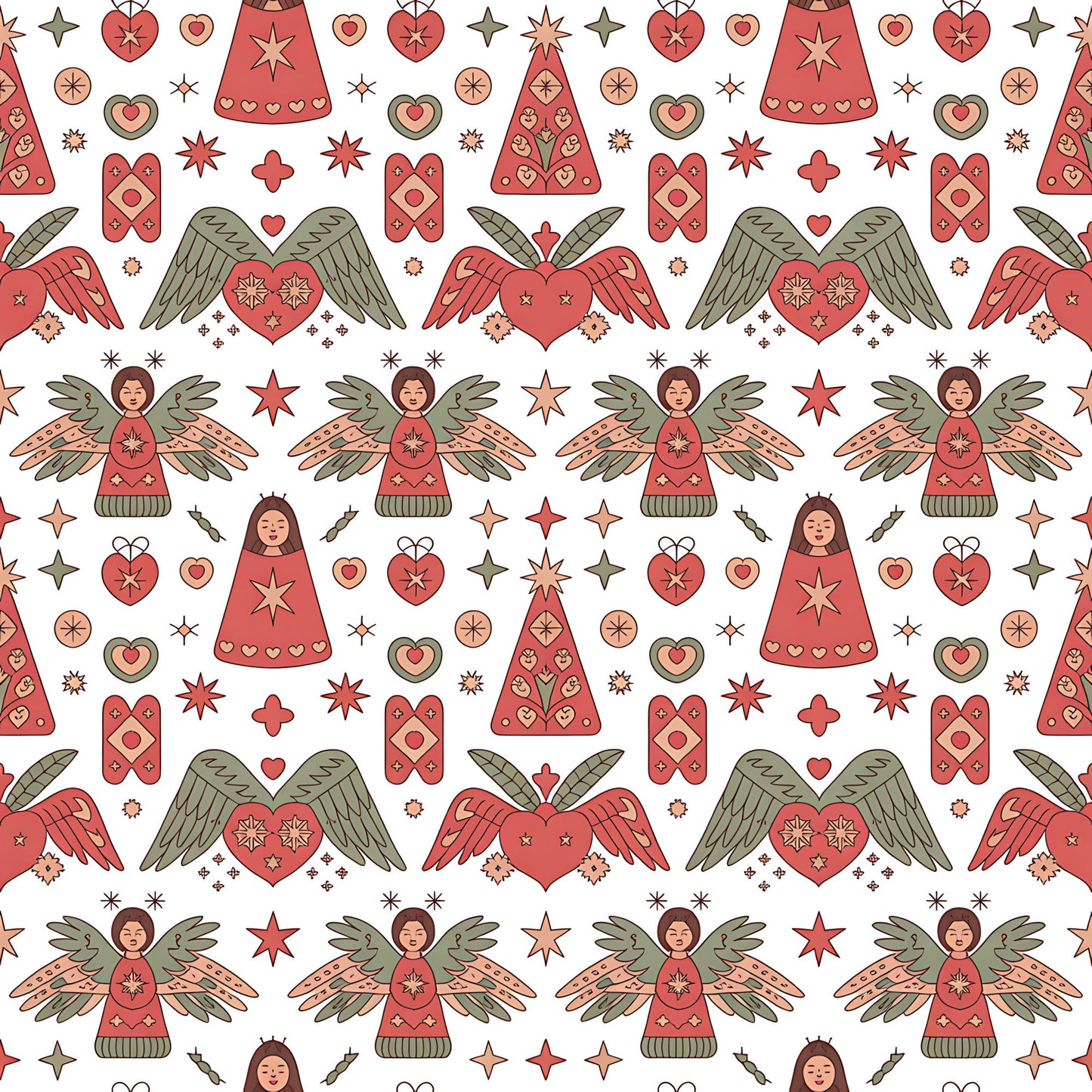 Scandinavian Folk Christmas Pattern 8 Quilting Cotton Fabric