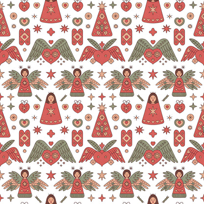 Scandinavian Folk Christmas Pattern 8 Quilting Cotton Fabric