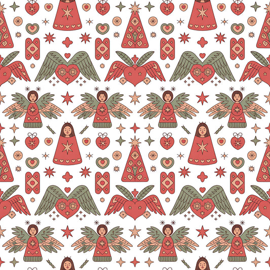 Scandinavian Folk Christmas Pattern 8 Quilting Cotton Fabric