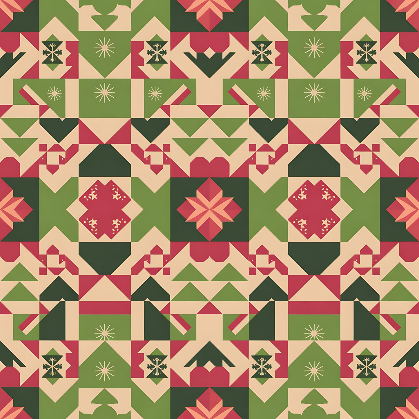 Scandinavian Folk Christmas Pattern 9 Quilting Cotton Fabric