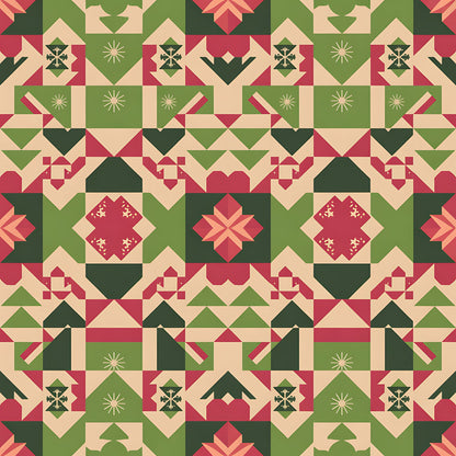 Scandinavian Folk Christmas Pattern 9 Quilting Cotton Fabric