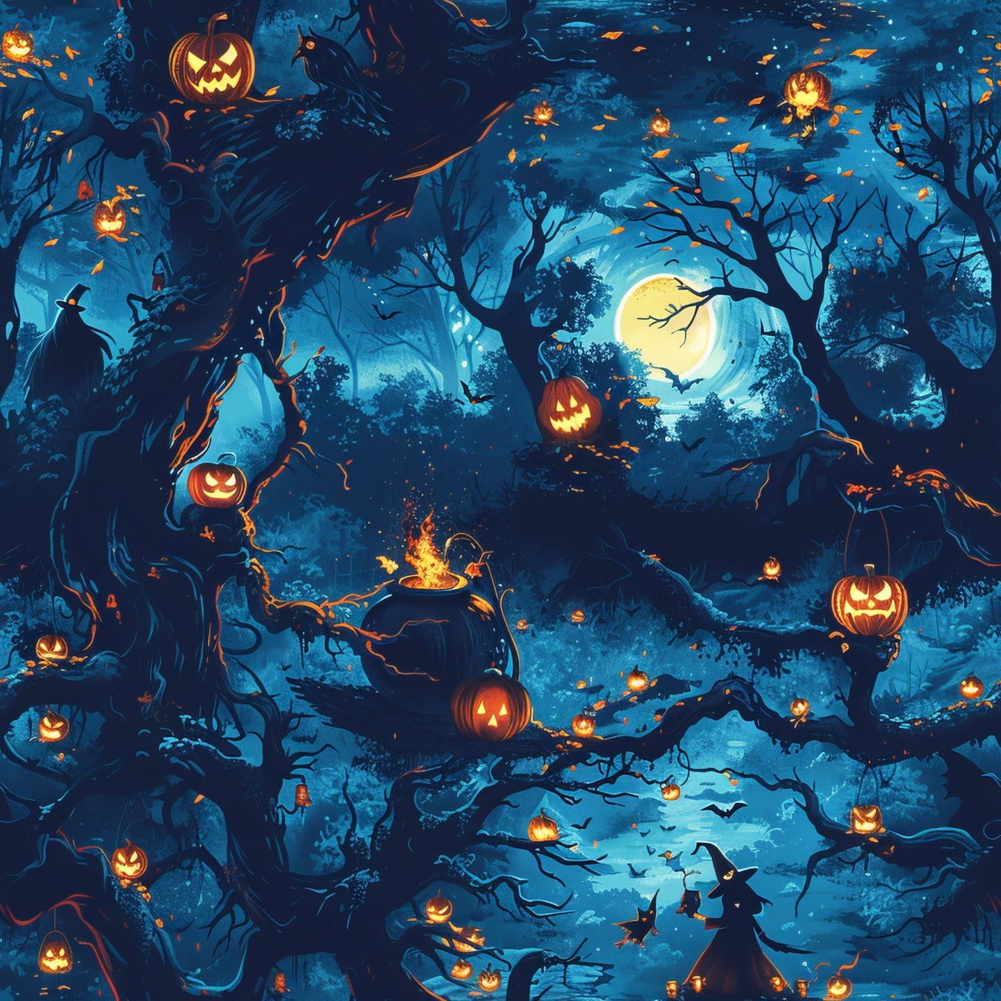 Scary Forest Pattern 8 Quilting Cotton Fabric