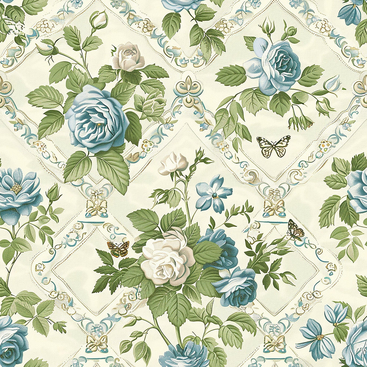 Heirloom Trellis Blooms Pattern 1 Minky Fabric