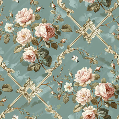 Heirloom Trellis Blooms Pattern 3 Minky Fabric