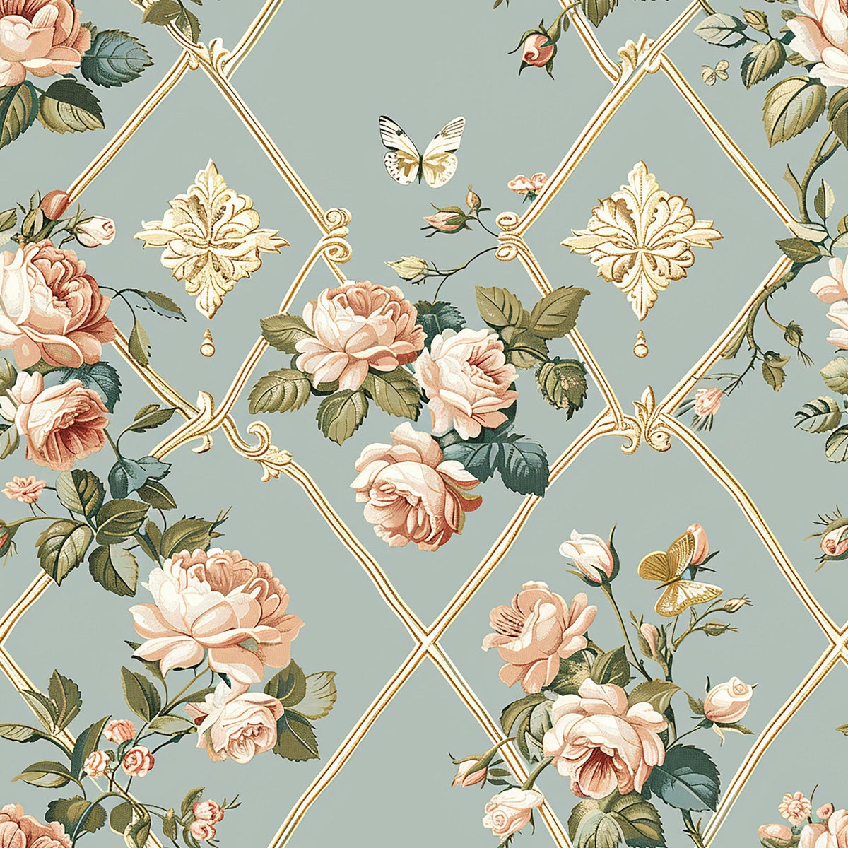 Heirloom Trellis Blooms Pattern 4 Minky Fabric