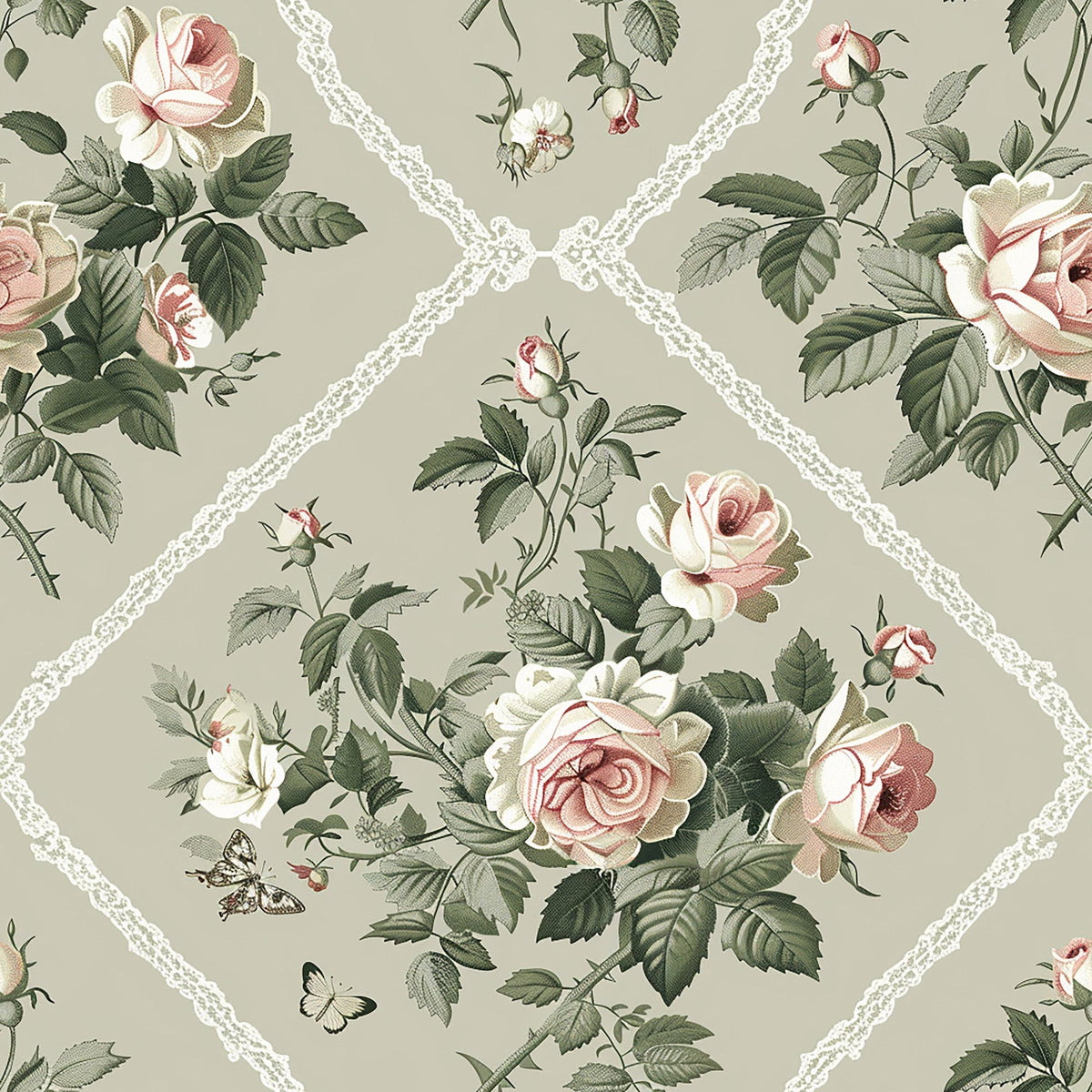 Heirloom Trellis Blooms Pattern 8 Minky Fabric