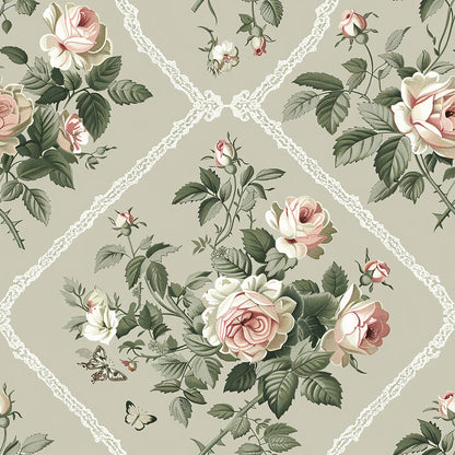 Heirloom Trellis Blooms Pattern 8 Minky Fabric