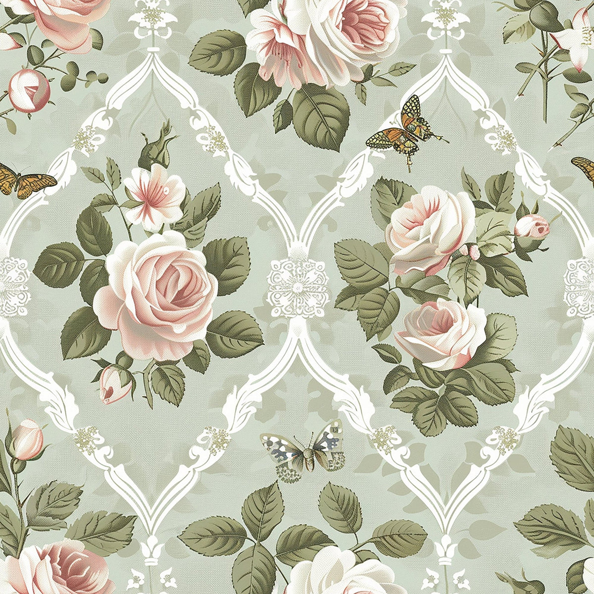 Heirloom Trellis Blooms Pattern 9 Minky Fabric