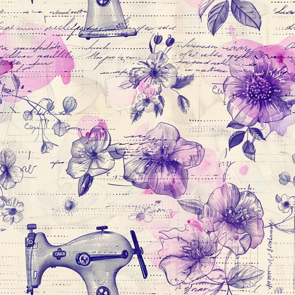 Vintage Notions Pattern 3 Minky Fabric