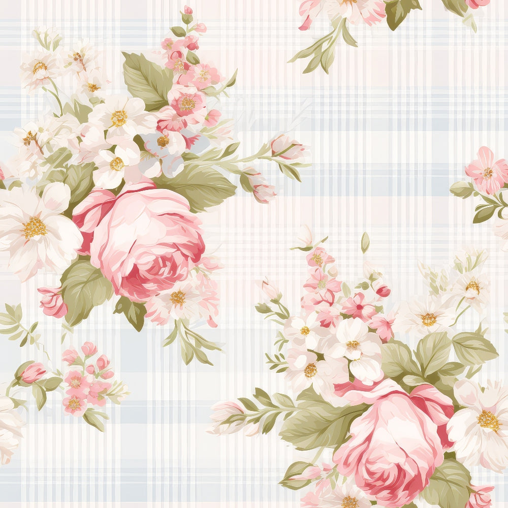 Cottage Rose Gingham Pattern 10 Minky Fabric