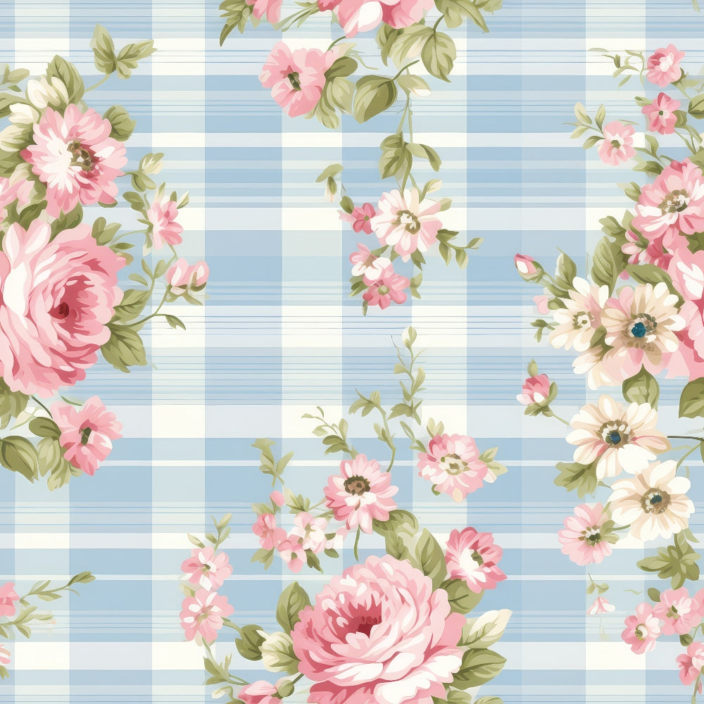 Cottage Rose Gingham Pattern 11 Minky Fabric