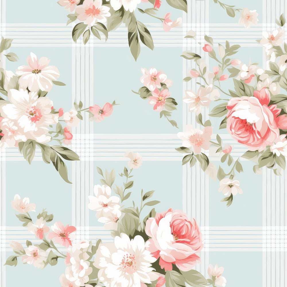 Cottage Rose Gingham Pattern 12 Minky Fabric