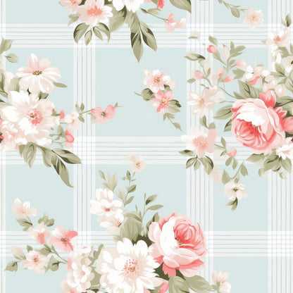 Cottage Rose Gingham Pattern 12 Minky Fabric