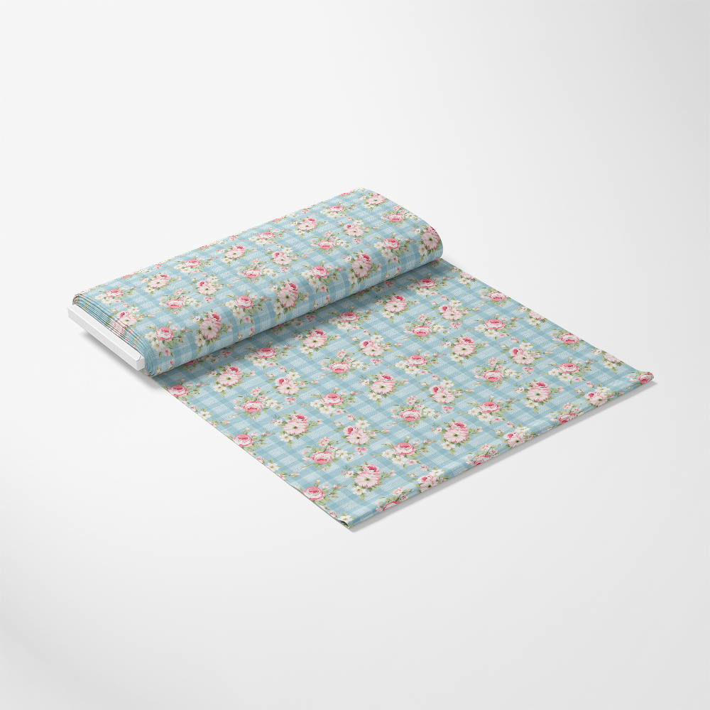 Shabby Chic Floral Plaid Pattern 1 Quilting Cotton Fabric