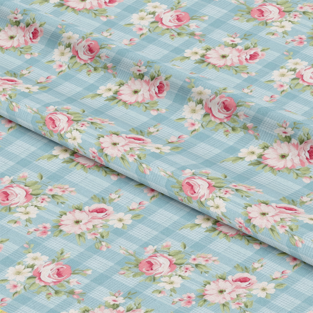 Shabby Chic Floral Plaid Pattern 1 Quilting Cotton Fabric