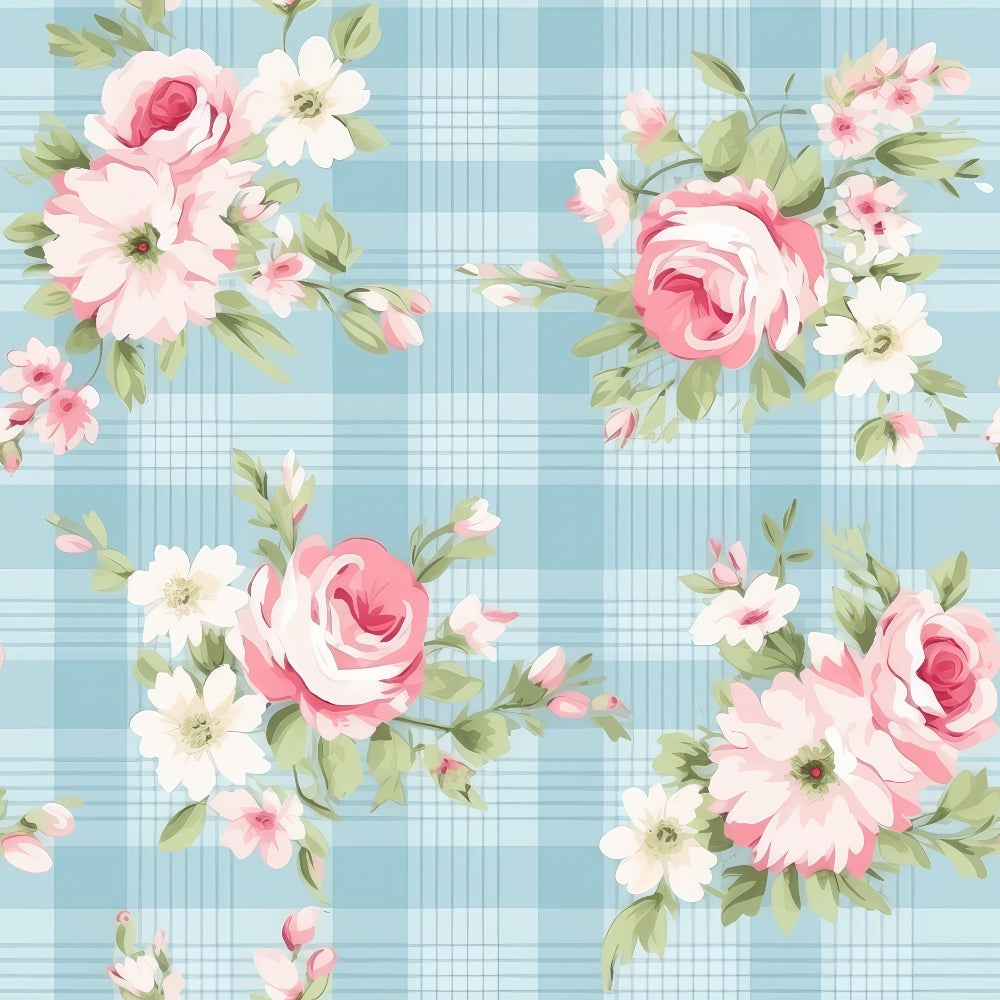 Cottage Rose Gingham Pattern 1 Minky Fabric