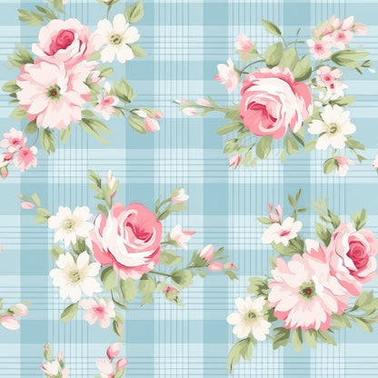 Cottage Rose Gingham Pattern 1 Minky Fabric
