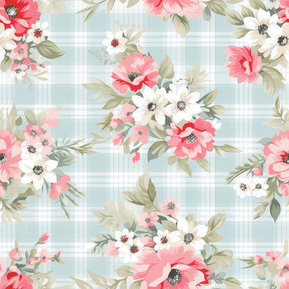 Cottage Rose Gingham Pattern 2 Minky Fabric