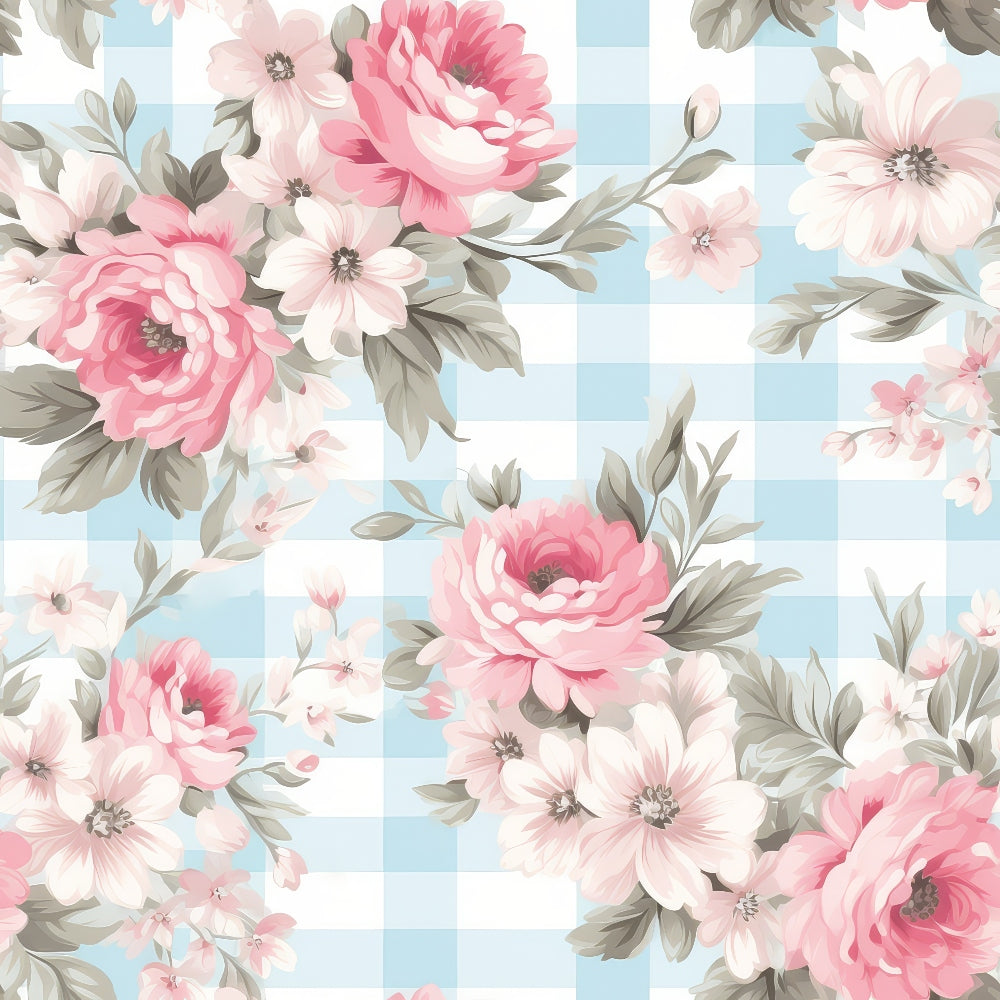 Cottage Rose Gingham Pattern 3 Minky Fabric