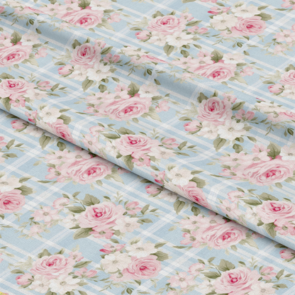 Shabby Chic Floral Plaid Pattern 4 Quilting Cotton Fabric