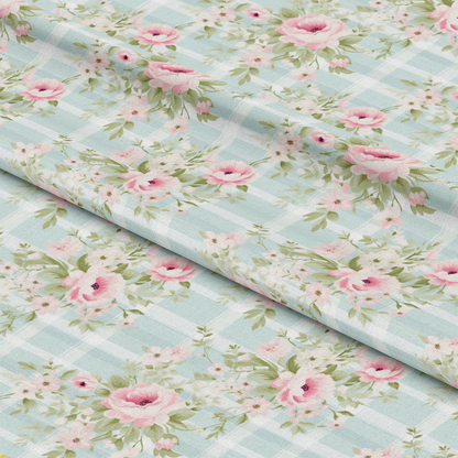 Shabby Chic Floral Plaid Pattern 6 Quilting Cotton Fabric