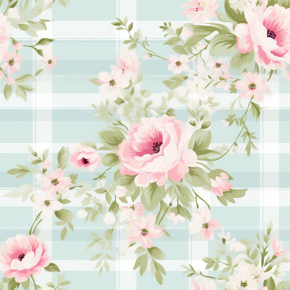 Cottage Rose Gingham Pattern 6 Minky Fabric