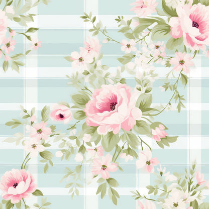Cottage Rose Gingham Pattern 6 Minky Fabric