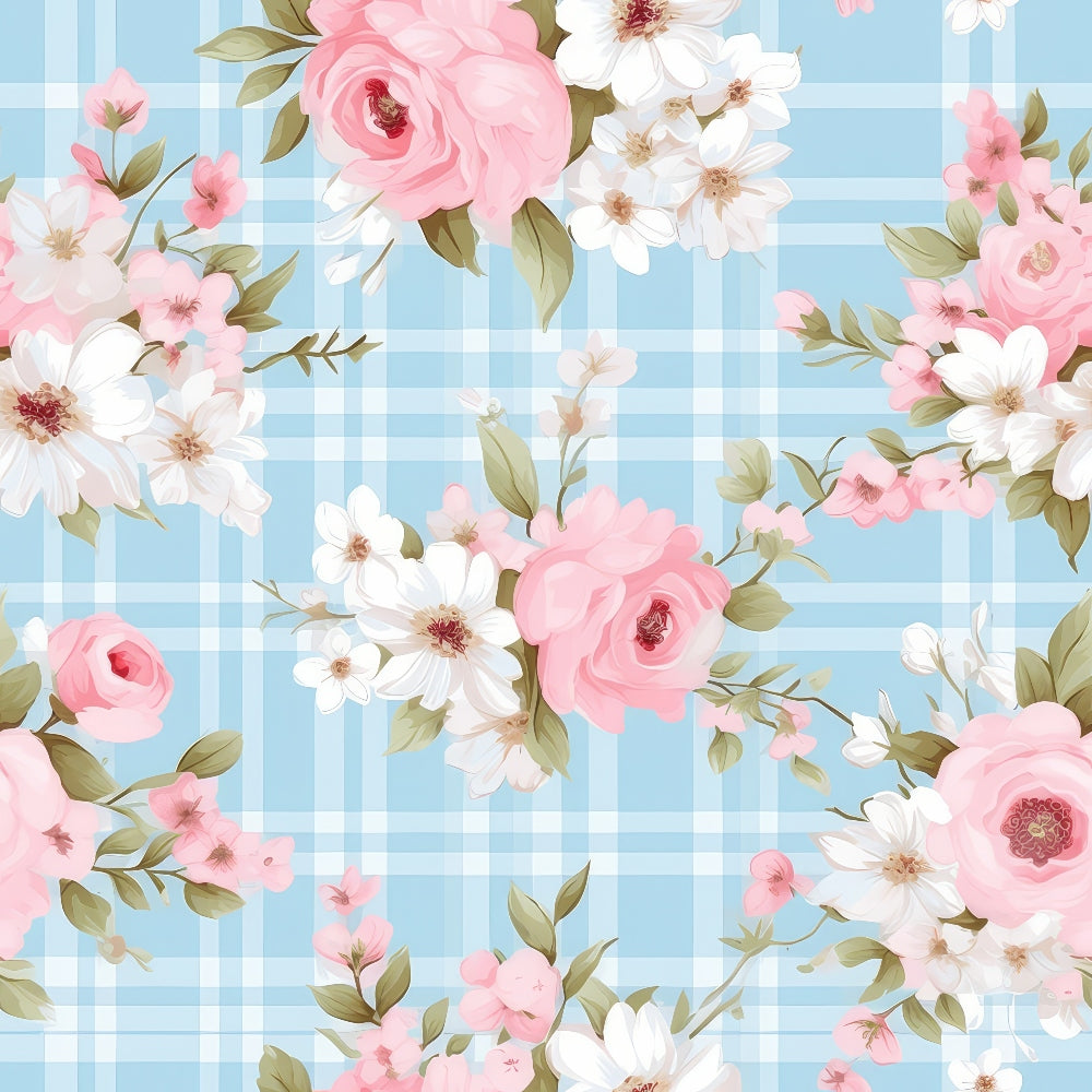 Cottage Rose Gingham Pattern 7 Minky Fabric