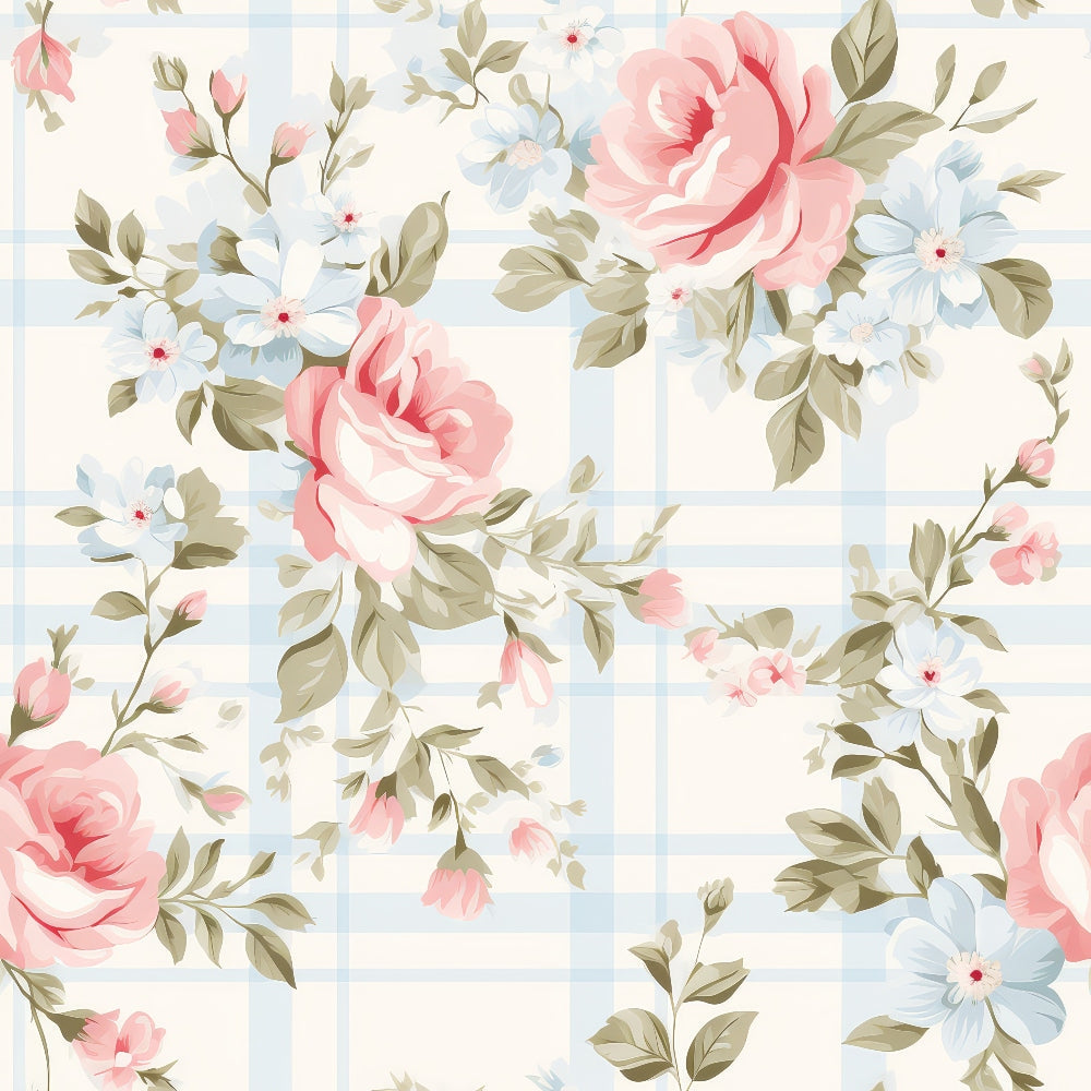 Cottage Rose Gingham Pattern 8 Minky Fabric
